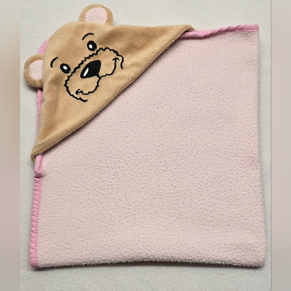 Wacky Bear Pink Lovey Security Blanket Plush Hooded Baby Comfort